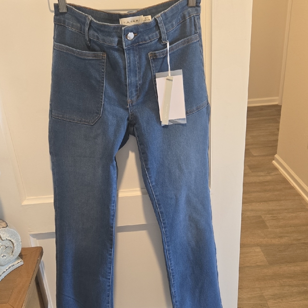 Tahari Women's Straight Leg Blue Jeans